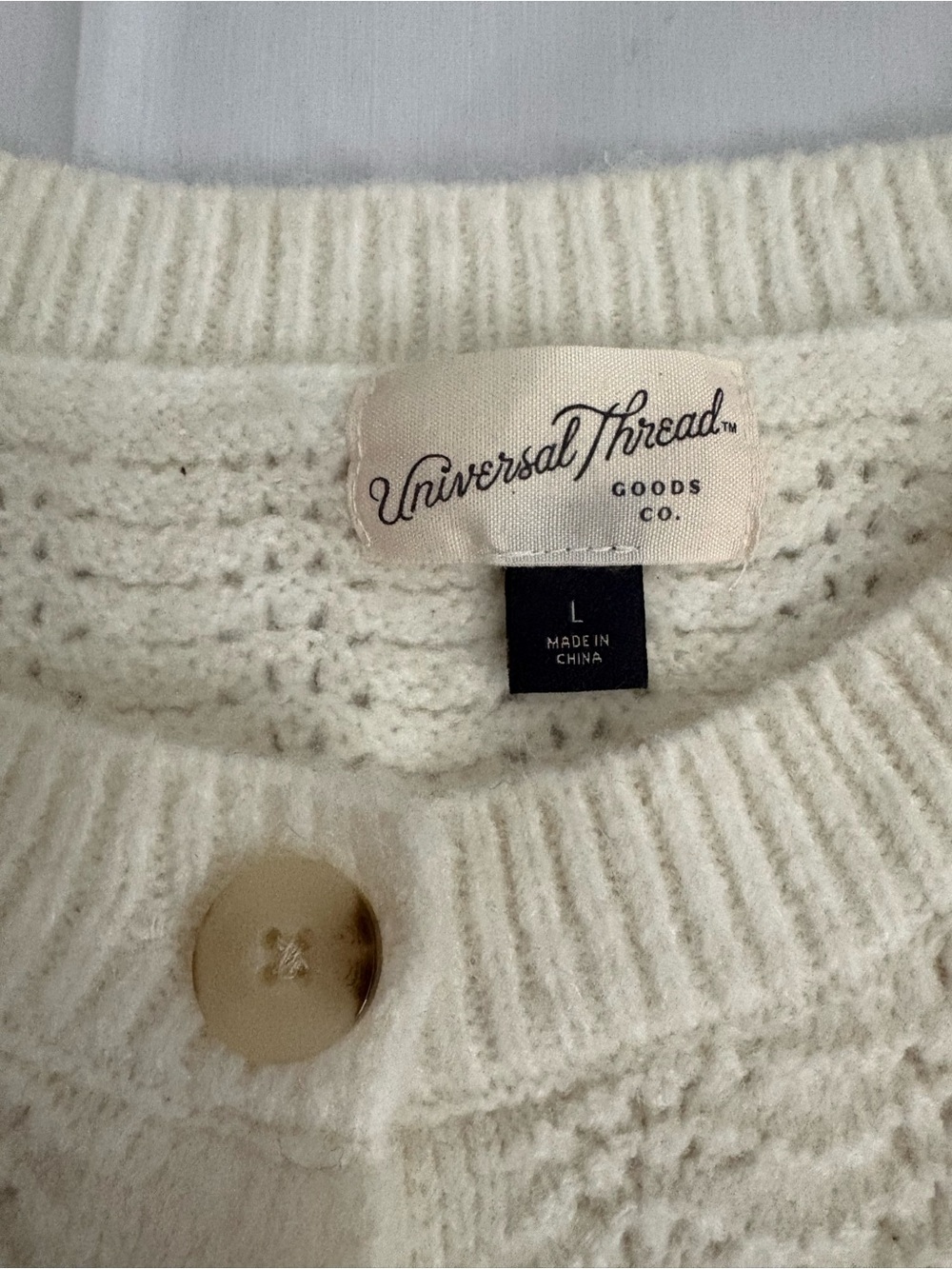 Universal Thread Cream Knit Button-Front Cardigan - Picture 2 of 2